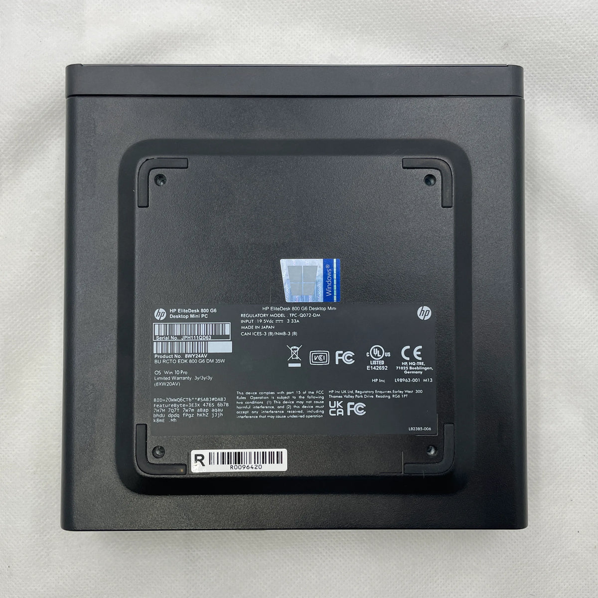 【中古Aランク】HP EliteDesk 800 G6 DM Core i7 10700T/メモリ 16GB/SSD 256GB/Windows 11 Pro